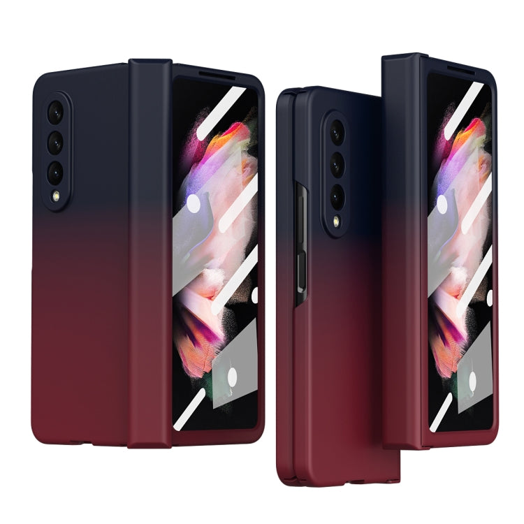 For Samsung Galaxy Z Fold3 5G Gradient Color Hinge Flip Phone Case With Film