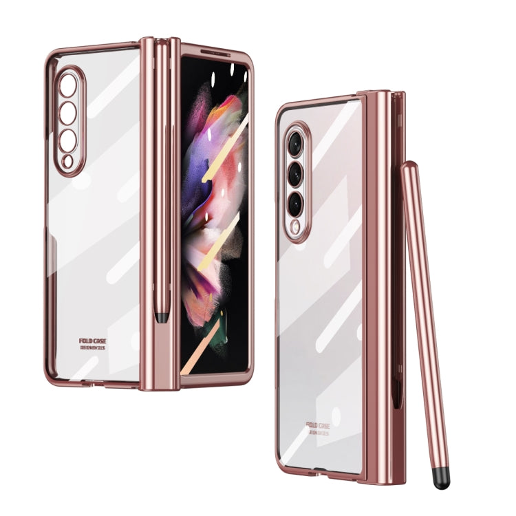 For Samsung Galaxy Z Fold3 5G 360 Full Body Electroplating Hinge Phone Case with Stylus