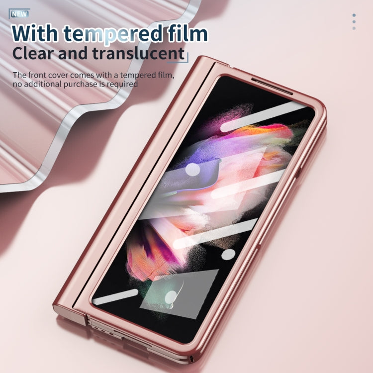 For Samsung Galaxy Z Fold3 5G 360 Full Body Electroplating Hinge Phone Case with Stylus