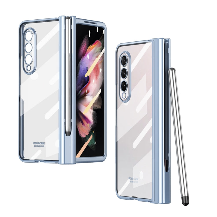 For Samsung Galaxy Z Fold3 5G 360 Full Body Electroplating Hinge Phone Case with Stylus
