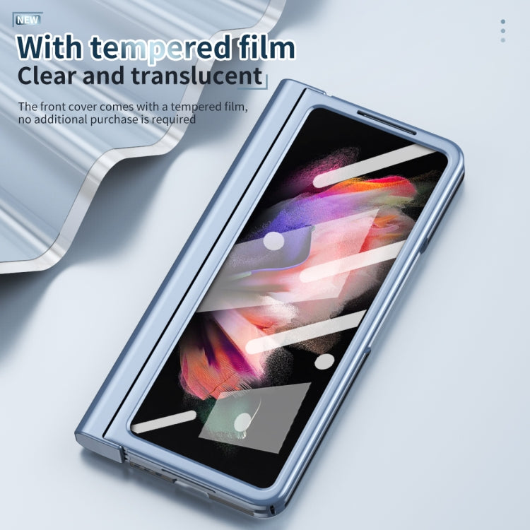 For Samsung Galaxy Z Fold3 5G 360 Full Body Electroplating Hinge Phone Case with Stylus
