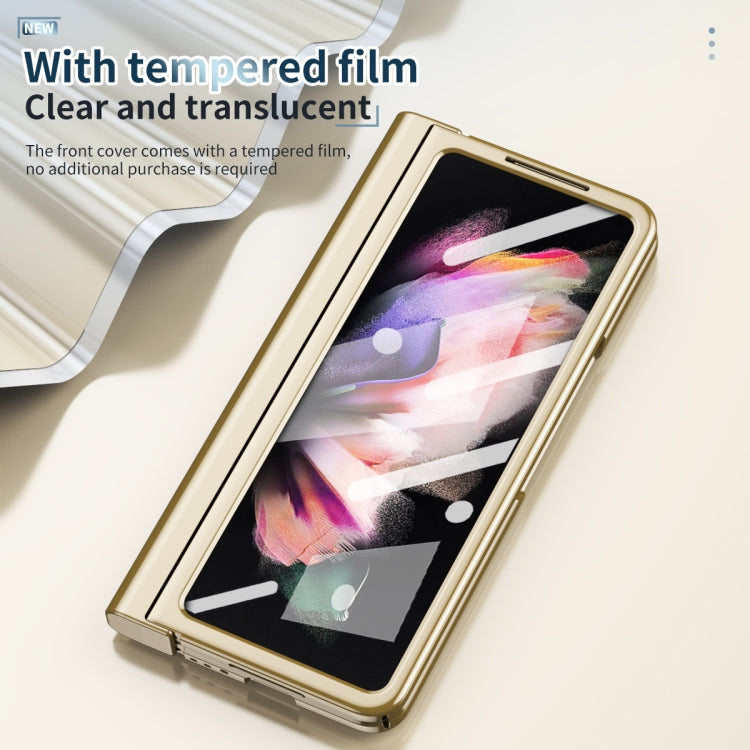 For Samsung Galaxy Z Fold3 5G 360 Full Body Electroplating Hinge Phone Case with Stylus
