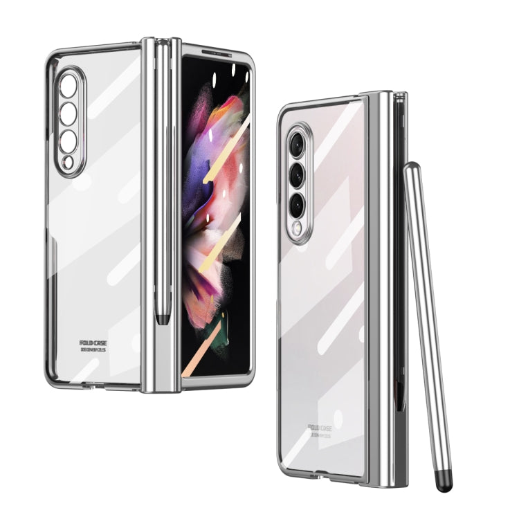 For Samsung Galaxy Z Fold3 5G 360 Full Body Electroplating Hinge Phone Case with Stylus