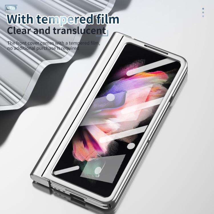 For Samsung Galaxy Z Fold3 5G 360 Full Body Electroplating Hinge Phone Case with Stylus