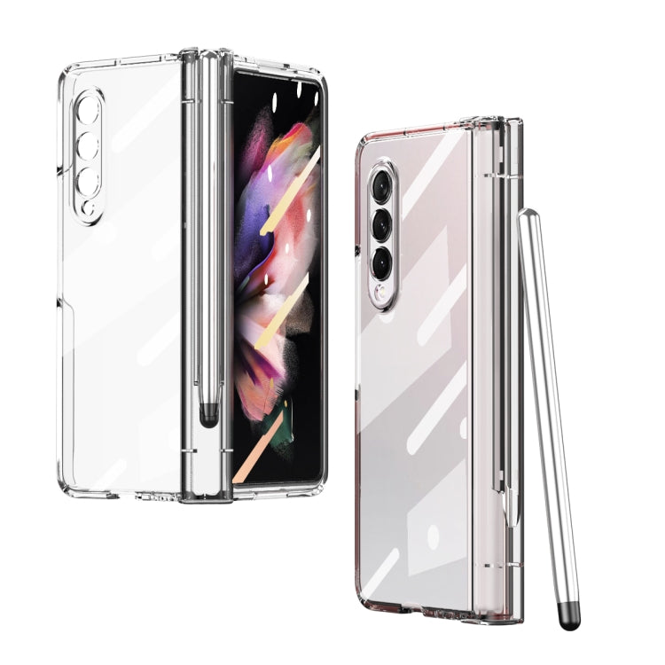 For Samsung Galaxy Z Fold3 5G 360 Full Body Electroplating Hinge Phone Case with Stylus