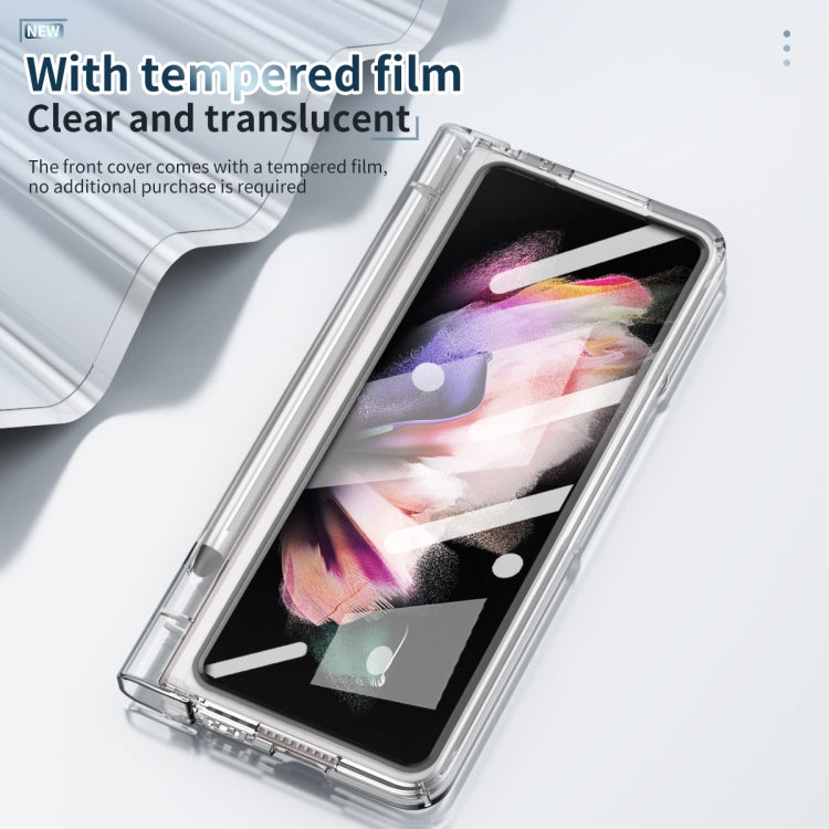 For Samsung Galaxy Z Fold3 5G 360 Full Body Electroplating Hinge Phone Case with Stylus
