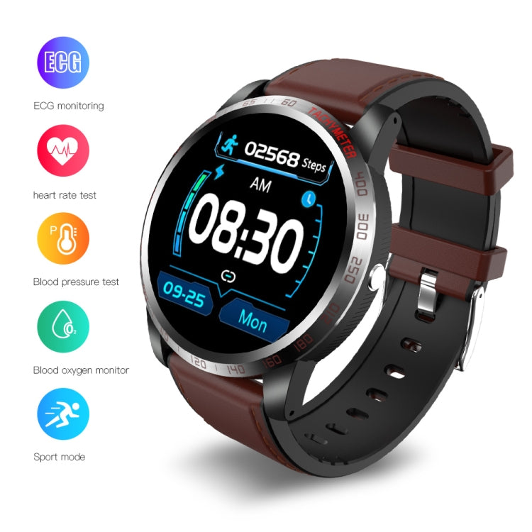 W3 1.3 inch Screen Leather Watch Band Smart Health Watch, Support Dynamic Heart Rate, HRV Health Index, ECG Monitoring, Blood Pressure