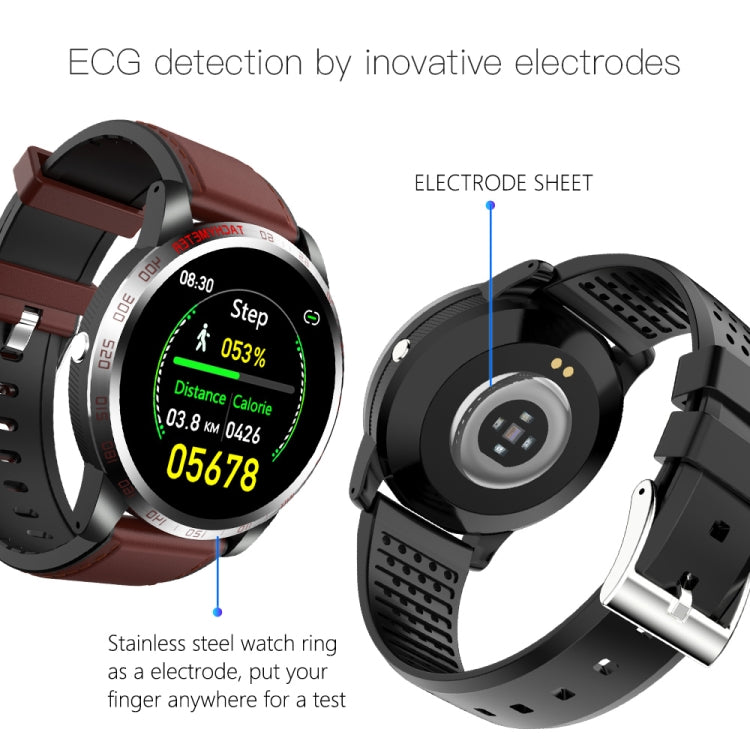 W3 1.3 inch Screen Leather Watch Band Smart Health Watch, Support Dynamic Heart Rate, HRV Health Index, ECG Monitoring, Blood Pressure