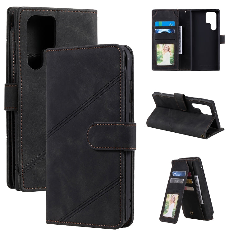 For Samsung Galaxy S22 Ultra 5G Skin Feel Card Slot Leather Phone Case