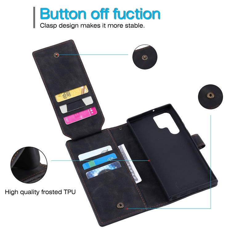 For Samsung Galaxy S22 Ultra 5G Skin Feel Card Slot Leather Phone Case