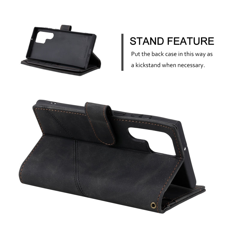 For Samsung Galaxy S22 Ultra 5G Skin Feel Card Slot Leather Phone Case
