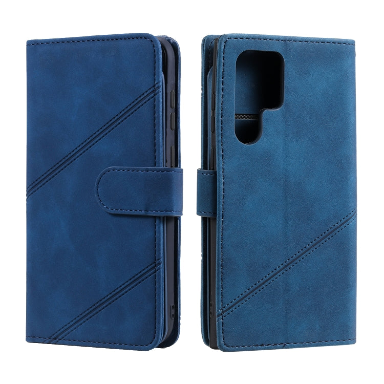 For Samsung Galaxy S22 Ultra 5G Skin Feel Card Slot Leather Phone Case