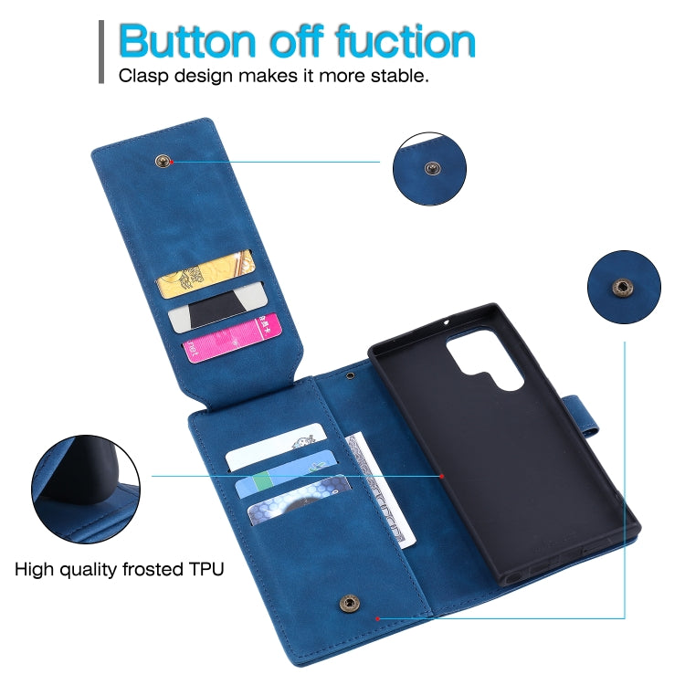 For Samsung Galaxy S22 Ultra 5G Skin Feel Card Slot Leather Phone Case