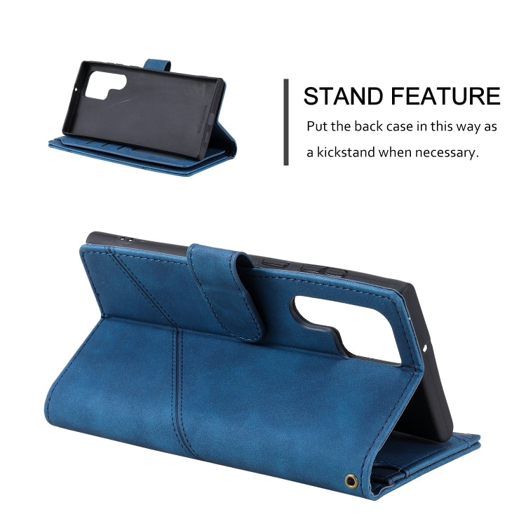 For Samsung Galaxy S22 Ultra 5G Skin Feel Card Slot Leather Phone Case