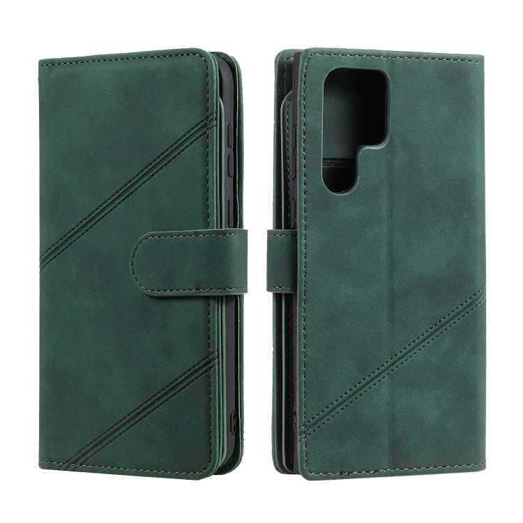 For Samsung Galaxy S22 Ultra 5G Skin Feel Card Slot Leather Phone Case