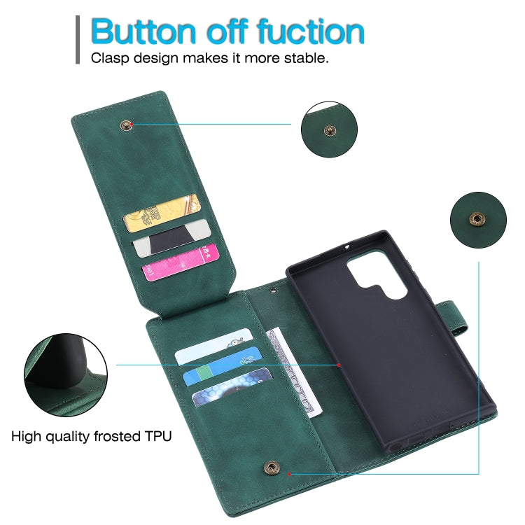 For Samsung Galaxy S22 Ultra 5G Skin Feel Card Slot Leather Phone Case