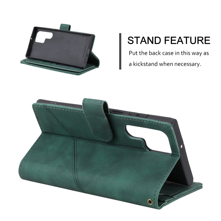 For Samsung Galaxy S22 Ultra 5G Skin Feel Card Slot Leather Phone Case