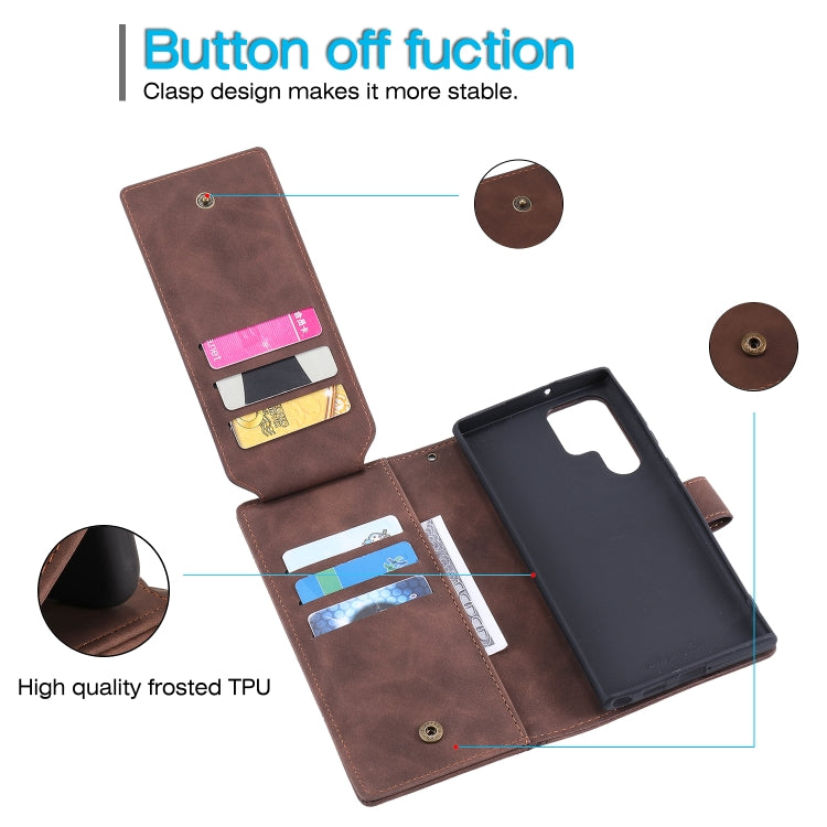 For Samsung Galaxy S22 Ultra 5G Skin Feel Card Slot Leather Phone Case
