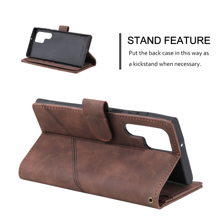 For Samsung Galaxy S22 Ultra 5G Skin Feel Card Slot Leather Phone Case