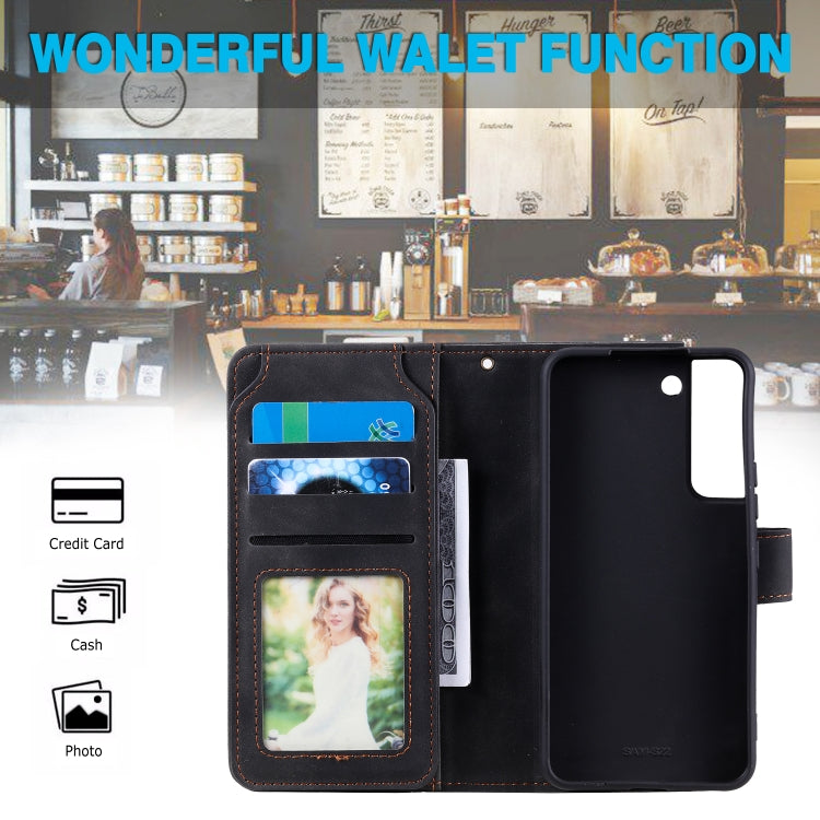 For Samsung Galaxy S22 5G Skin Feel Card Slot Leather Phone Case