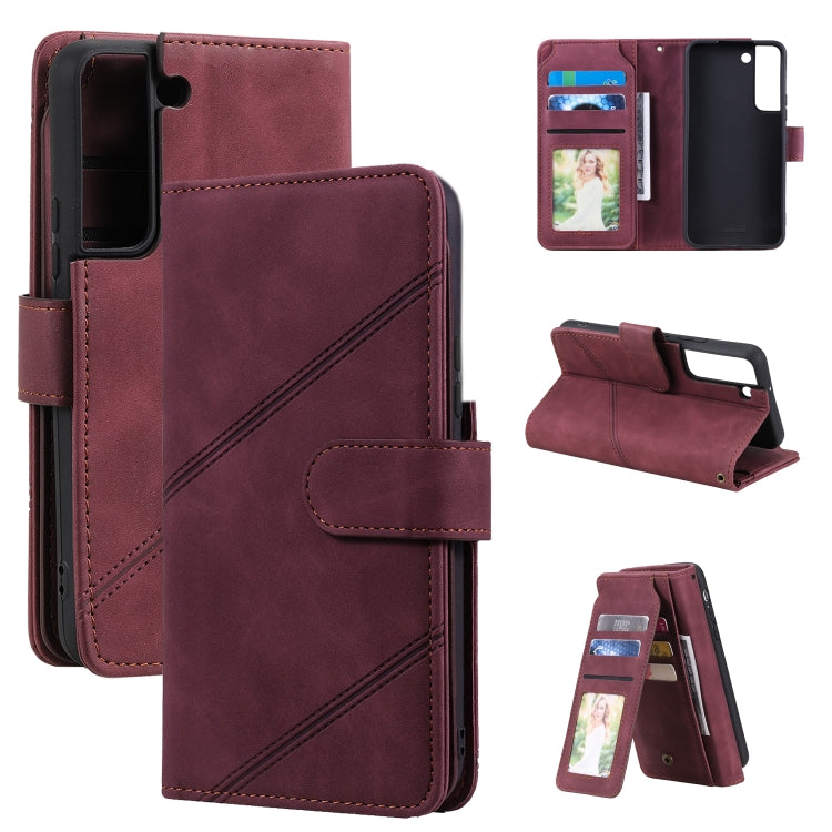For Samsung Galaxy S22 5G Skin Feel Card Slot Leather Phone Case