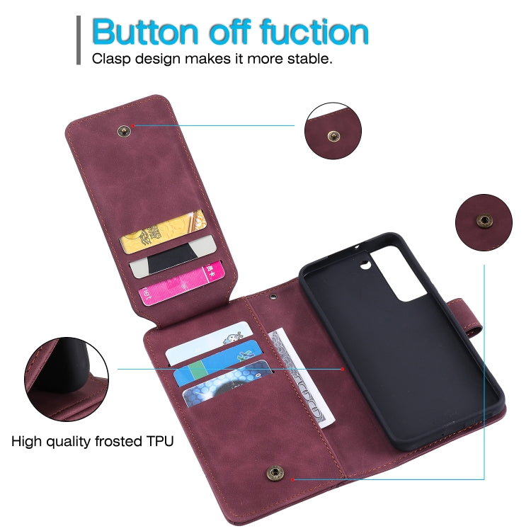 For Samsung Galaxy S22 5G Skin Feel Card Slot Leather Phone Case
