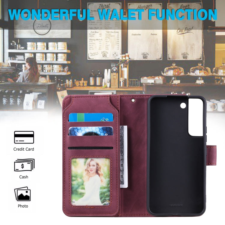For Samsung Galaxy S22 5G Skin Feel Card Slot Leather Phone Case