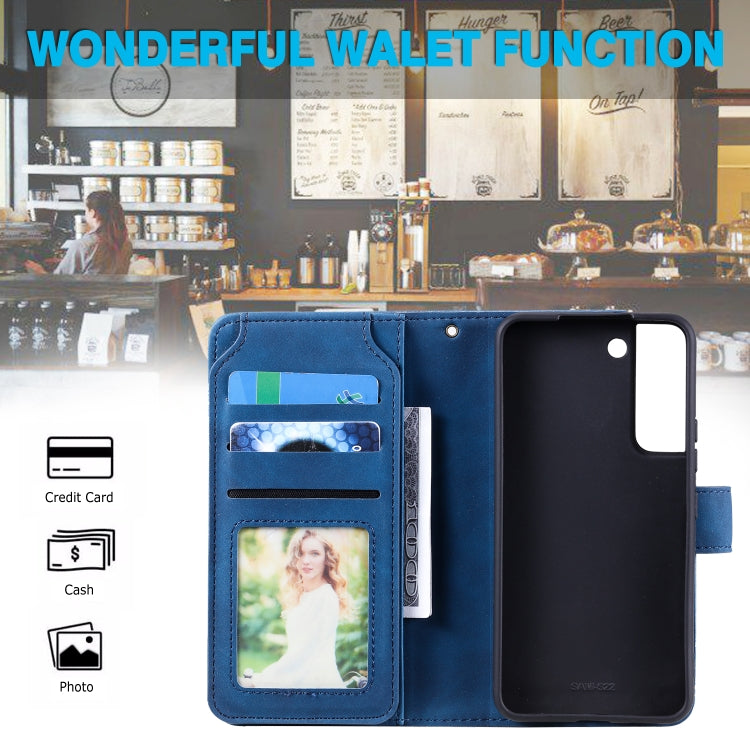 For Samsung Galaxy S22 5G Skin Feel Card Slot Leather Phone Case