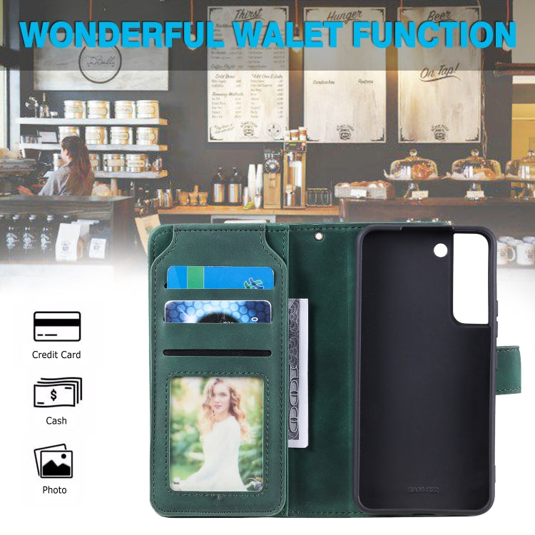 For Samsung Galaxy S22 5G Skin Feel Card Slot Leather Phone Case
