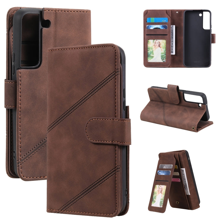 For Samsung Galaxy S22 5G Skin Feel Card Slot Leather Phone Case