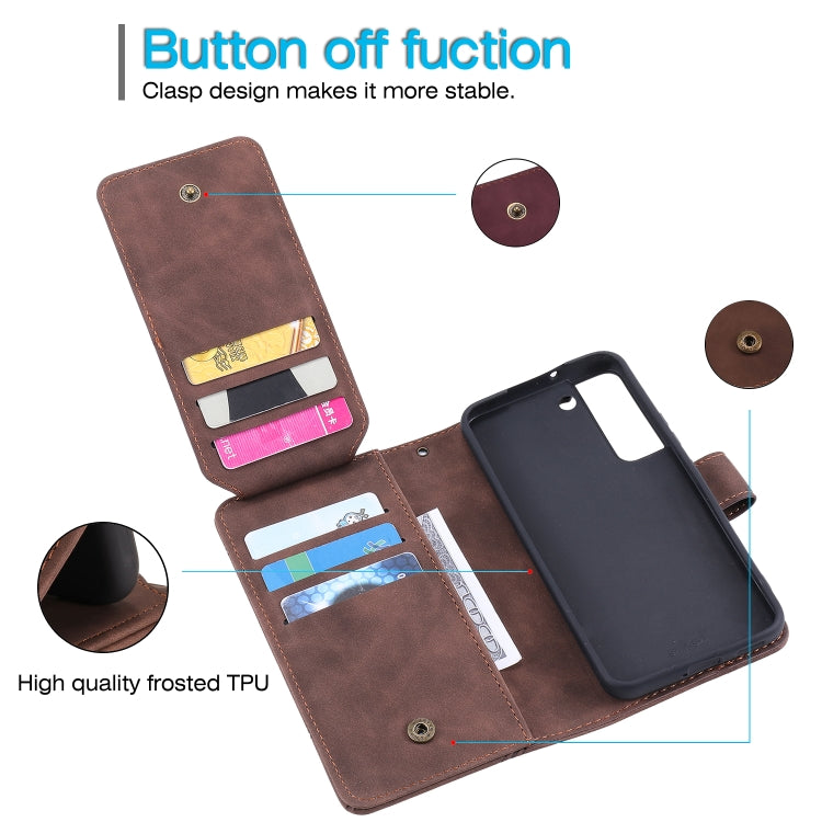 For Samsung Galaxy S22 5G Skin Feel Card Slot Leather Phone Case