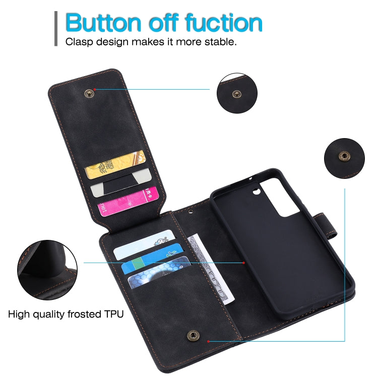 For Samsung Galaxy S22+ 5G Skin Feel Card Slot Leather Phone Case