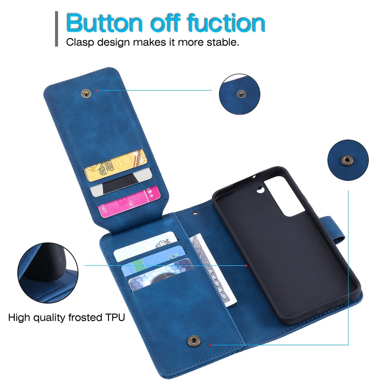 For Samsung Galaxy S22+ 5G Skin Feel Card Slot Leather Phone Case