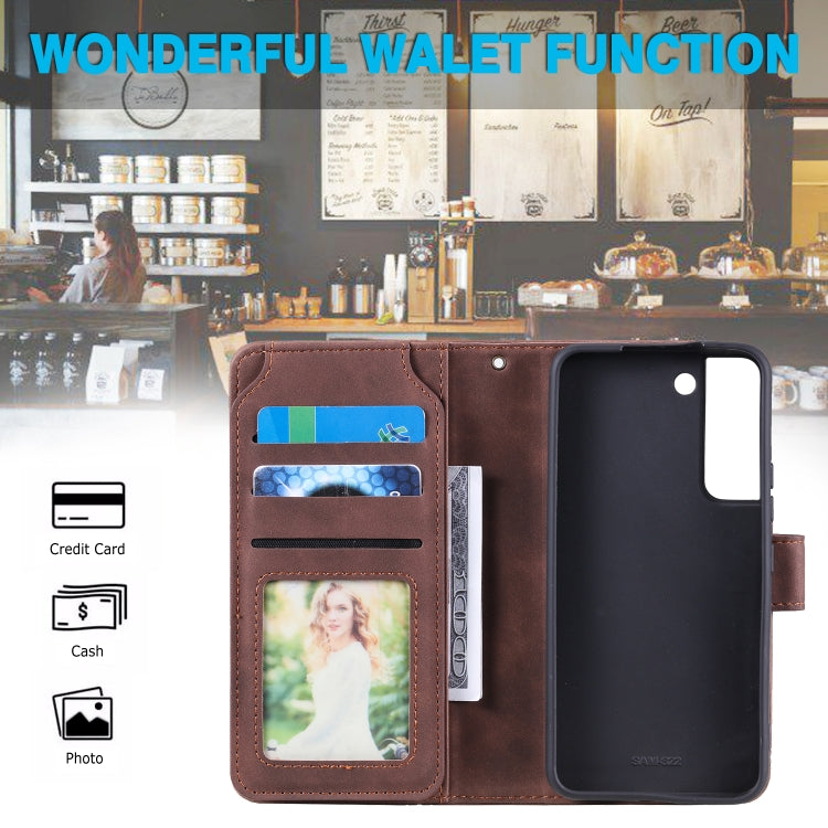 For Samsung Galaxy S22+ 5G Skin Feel Card Slot Leather Phone Case