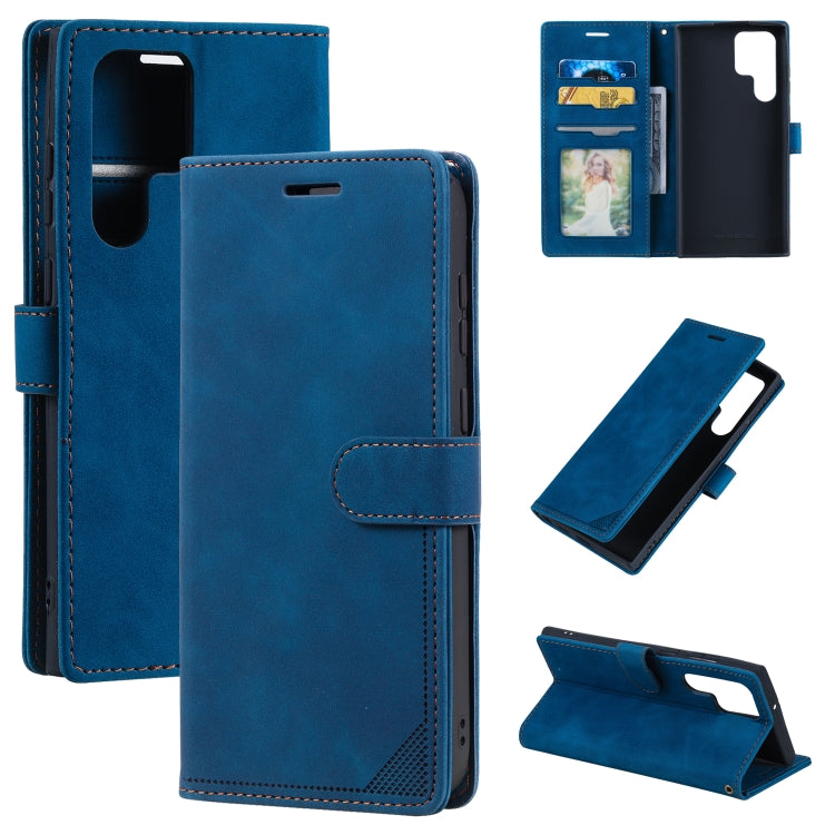 For Samsung Galaxy S22 Ultra 5G Skin Feel Anti-theft Brush Leather Phone Case