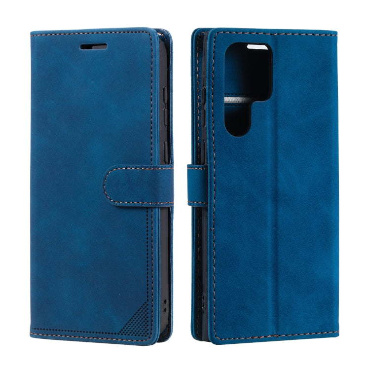 For Samsung Galaxy S22 Ultra 5G Skin Feel Anti-theft Brush Leather Phone Case