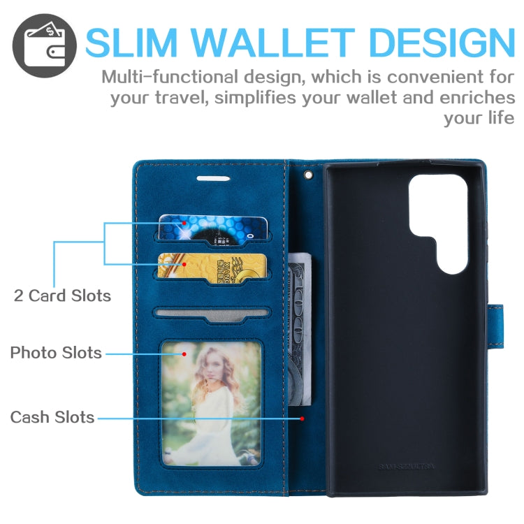 For Samsung Galaxy S22 Ultra 5G Skin Feel Anti-theft Brush Leather Phone Case