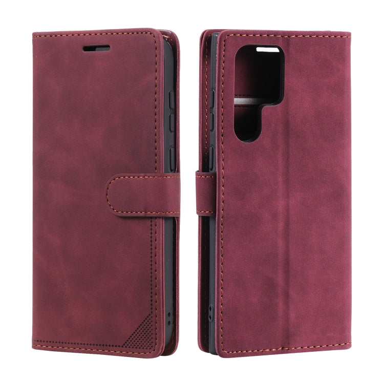 For Samsung Galaxy S22 Ultra 5G Skin Feel Anti-theft Brush Leather Phone Case