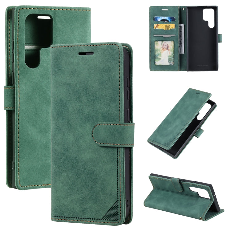 For Samsung Galaxy S22 Ultra 5G Skin Feel Anti-theft Brush Leather Phone Case