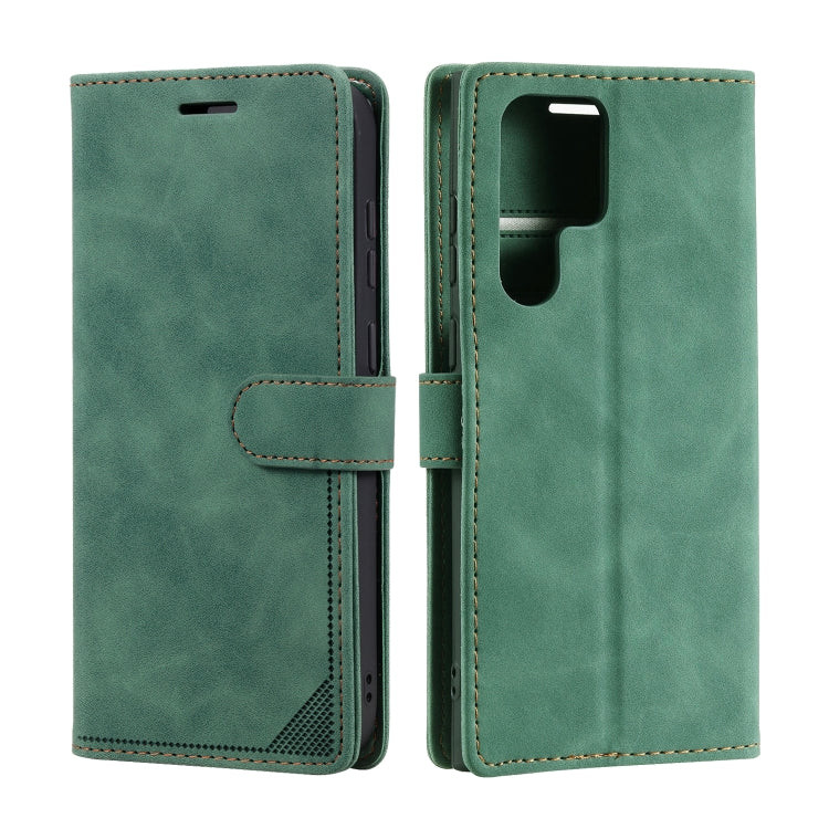 For Samsung Galaxy S22 Ultra 5G Skin Feel Anti-theft Brush Leather Phone Case