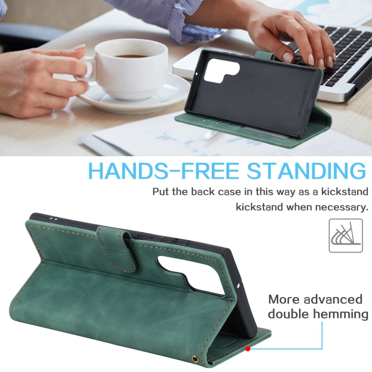 For Samsung Galaxy S22 Ultra 5G Skin Feel Anti-theft Brush Leather Phone Case