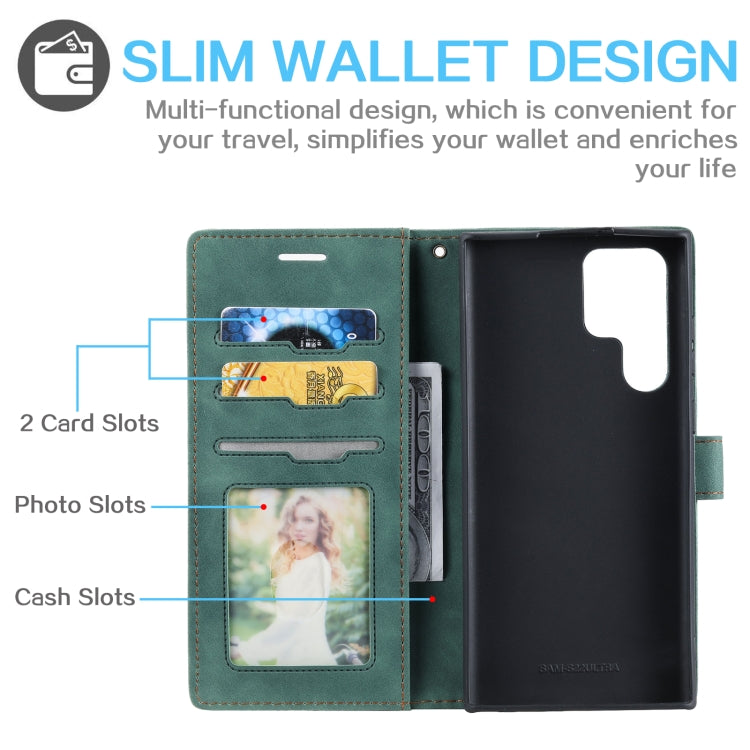 For Samsung Galaxy S22 Ultra 5G Skin Feel Anti-theft Brush Leather Phone Case
