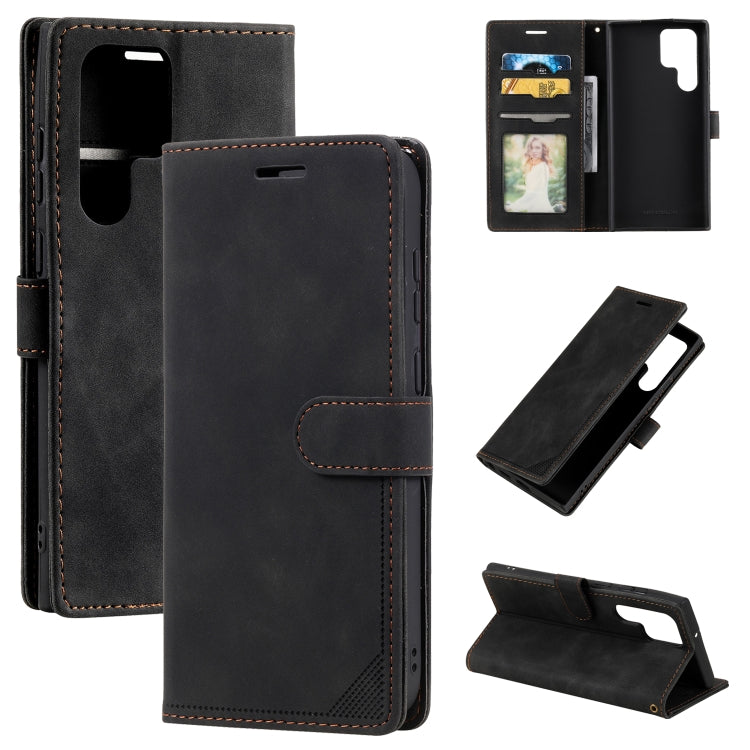 For Samsung Galaxy S22 Ultra 5G Skin Feel Anti-theft Brush Leather Phone Case