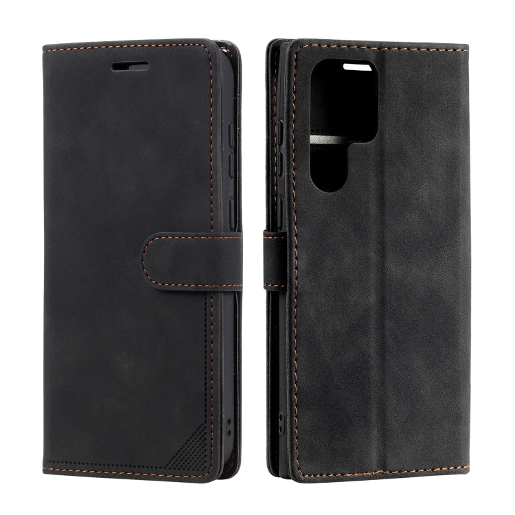 For Samsung Galaxy S22 Ultra 5G Skin Feel Anti-theft Brush Leather Phone Case