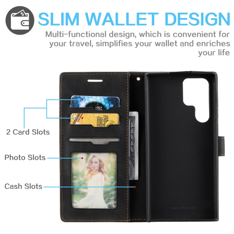 For Samsung Galaxy S22 Ultra 5G Skin Feel Anti-theft Brush Leather Phone Case
