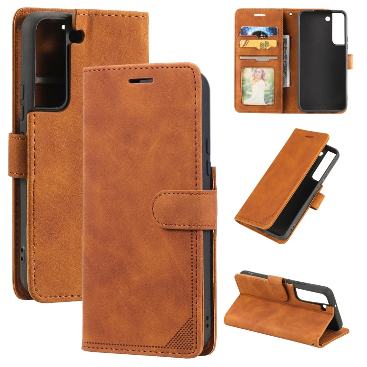 For Samsung Galaxy S22 5G Skin Feel Anti-theft Brush Leather Phone Case