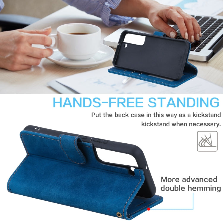 For Samsung Galaxy S22 5G Skin Feel Anti-theft Brush Leather Phone Case