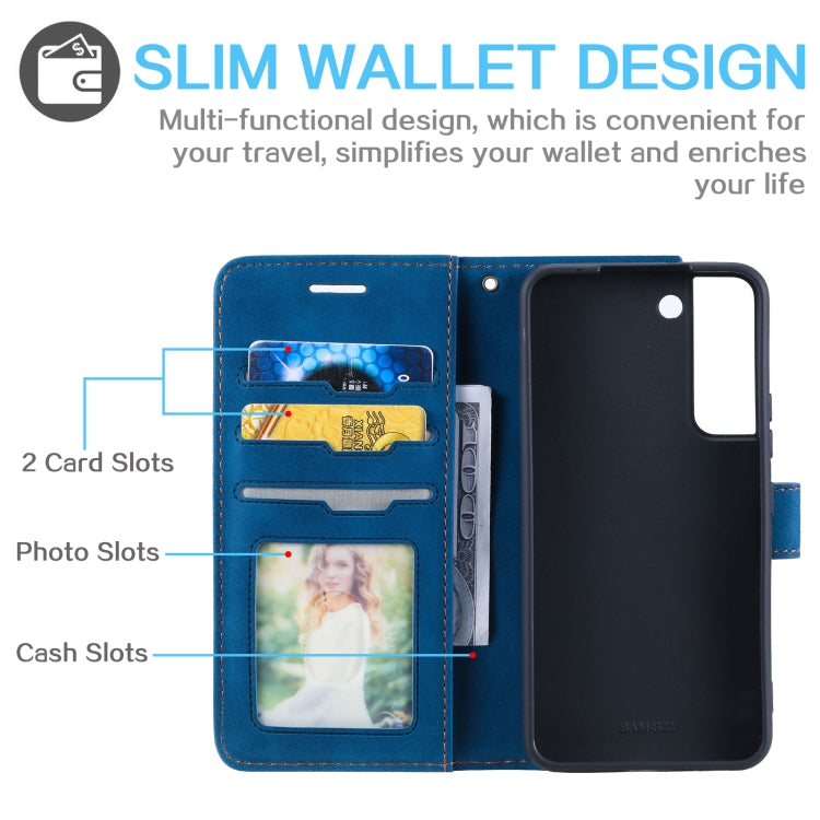 For Samsung Galaxy S22 5G Skin Feel Anti-theft Brush Leather Phone Case