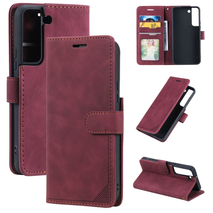 For Samsung Galaxy S22 5G Skin Feel Anti-theft Brush Leather Phone Case