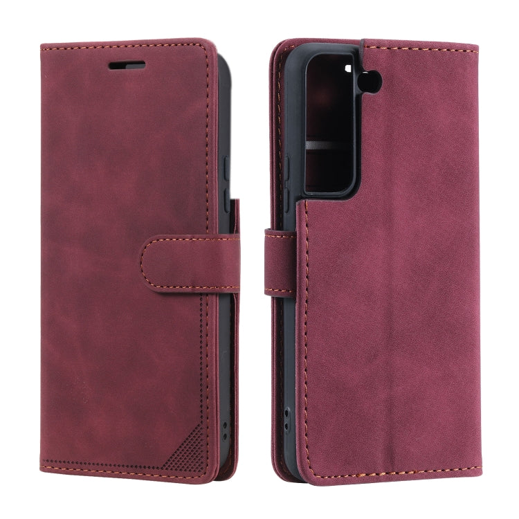 For Samsung Galaxy S22 5G Skin Feel Anti-theft Brush Leather Phone Case